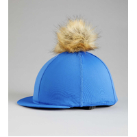 Premier Equine PEI Jersey Hat Silk with faux fur pom pom - royal