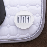 QHP Modeste Individual Round Bridle/saddle pad Number Holder - White