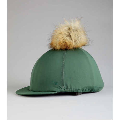Premier Equine PEI Jersey Hat Silk with faux fur pom pom - green