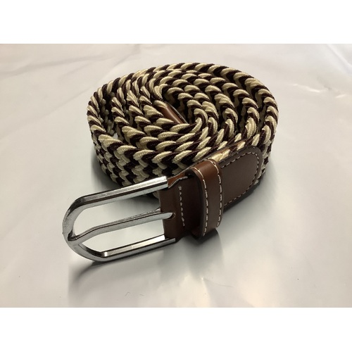 Ecotak Stretchy Webbing Belt - Beige & brown