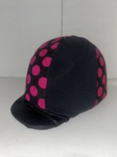 Ecotak Lycra Helmet Cover - pink and black polka dots