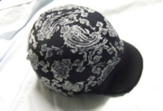 Ecotak Lycra Helmet Cover - Black & White Paisley Print