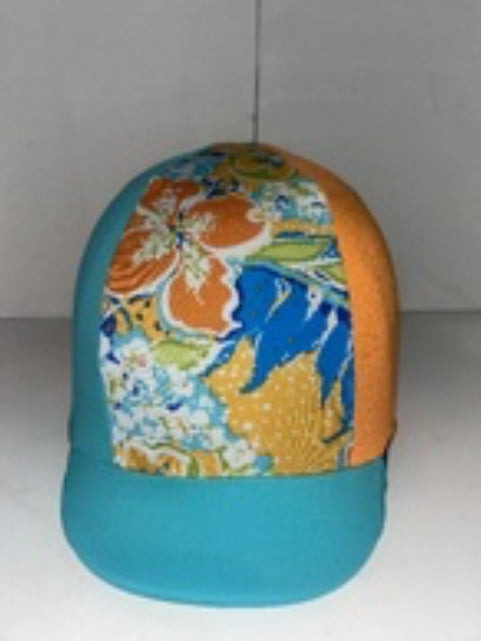 Ecotak Lycra Helmet Cover - aqua & orange pattern
