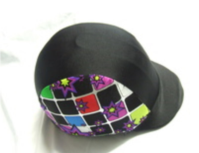 Ecotak Lycra Helmet Cover - Black with Coloured Squares
