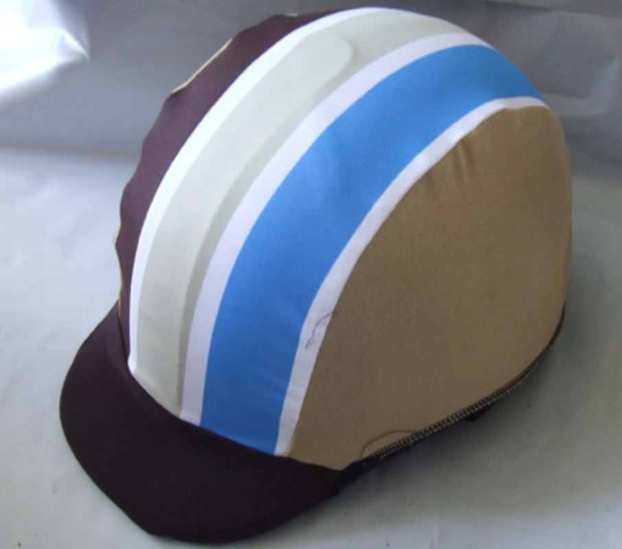 Ecotak Lycra Helmet Cover - Brown & gold stripes