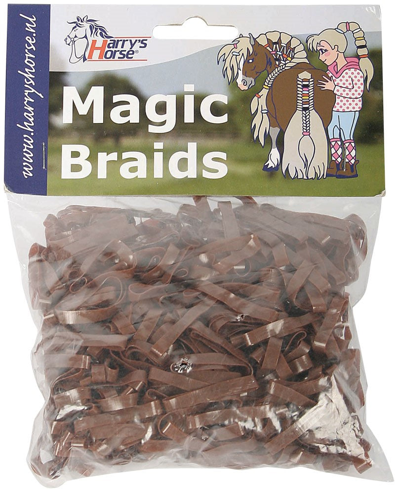 Harry's Horse Magic Braids Plaiting Elastic Bands - Brown REUSABLE