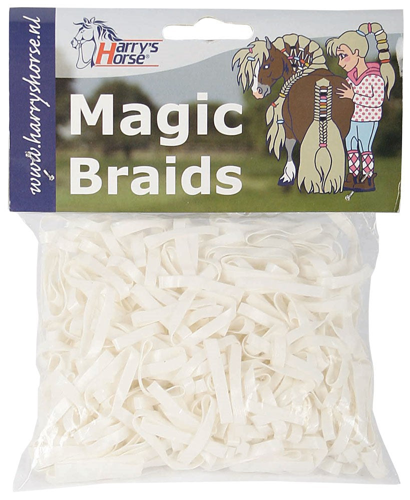 Harry's Horse Magic Braids Plaiting Elastic Bands - White REUSABLE
