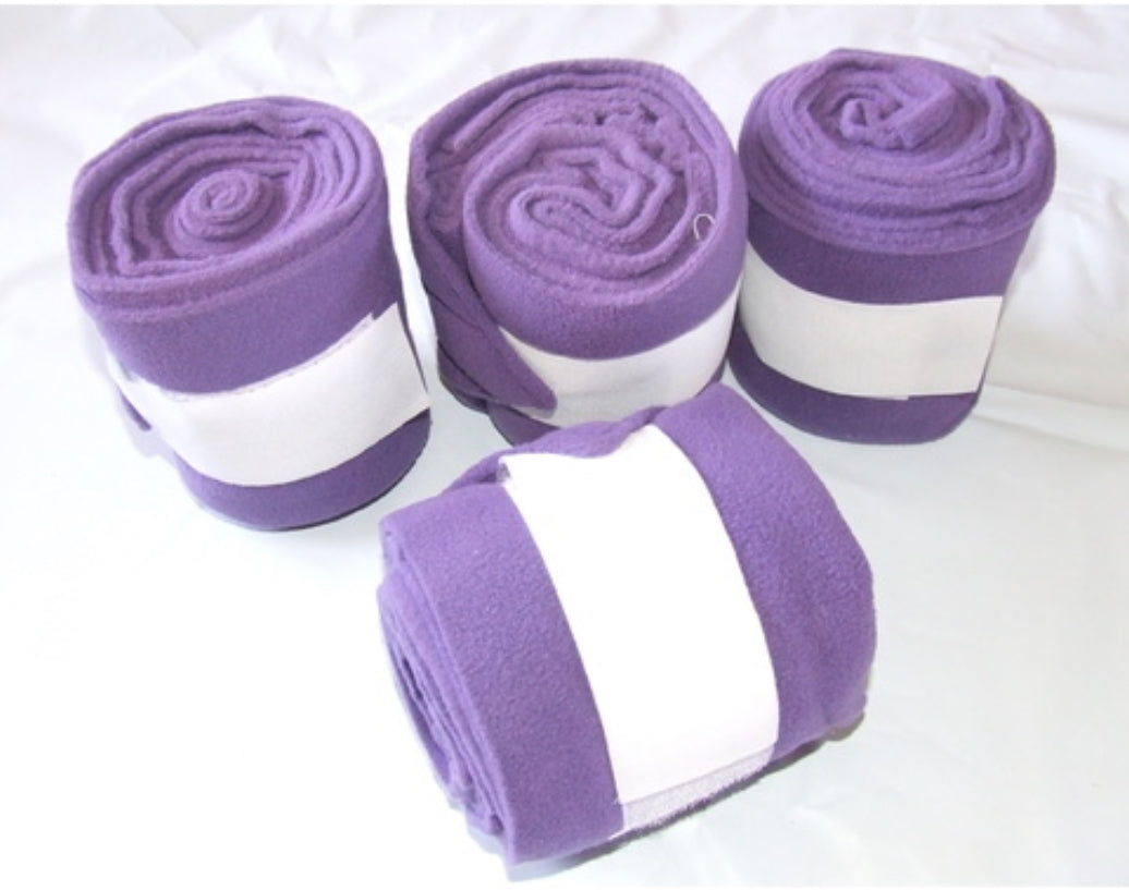 Purple Polar Fleece Bandages - Set of 4 in carry Bag