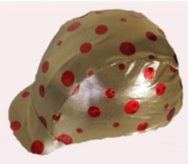 Ecotak Lycra Helmet Cover - gold with red spots