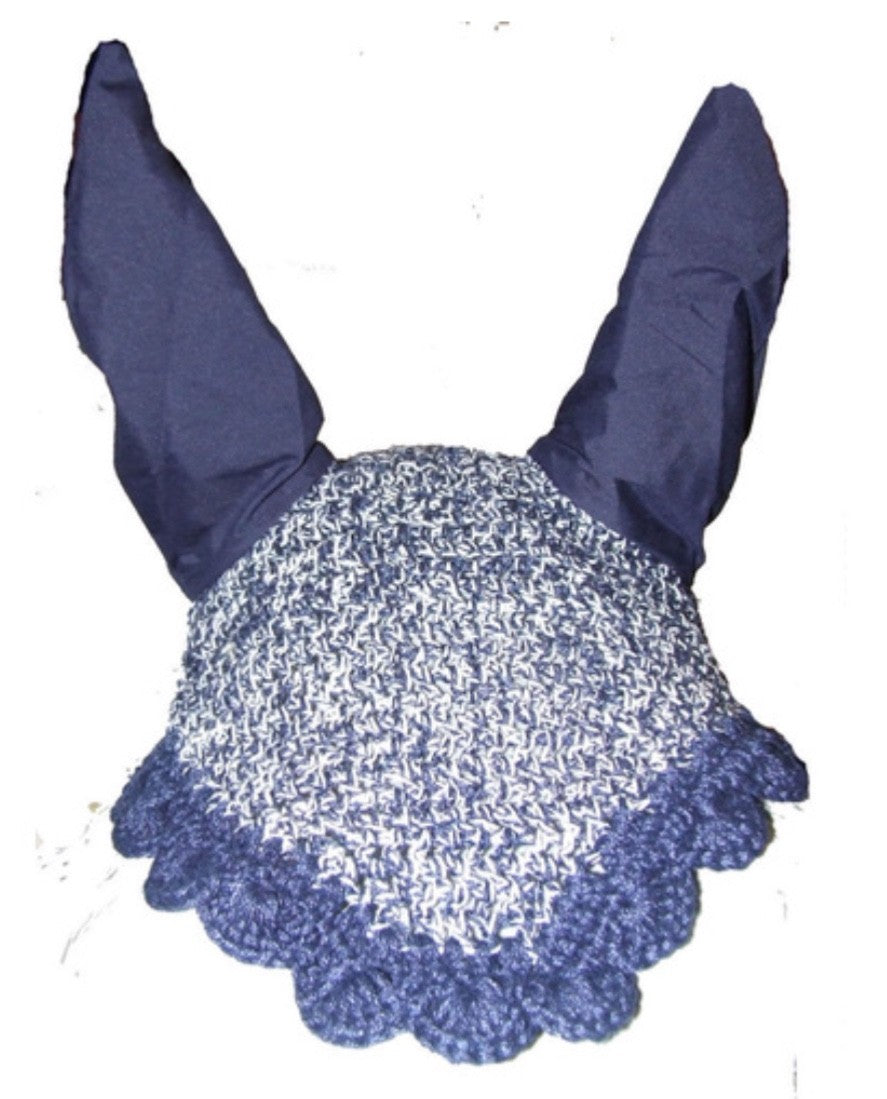 Ecotak Crochet Bonnet/Ear Net - Navy & White Flecks Full size Ecotak