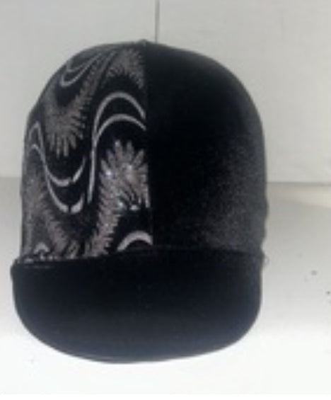 Ecotak Lycra Helmet Cover - black, & silver velvet