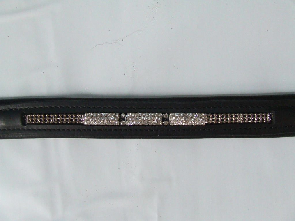 Ecotak black leather straight browband with crystal centre  Ecotak
