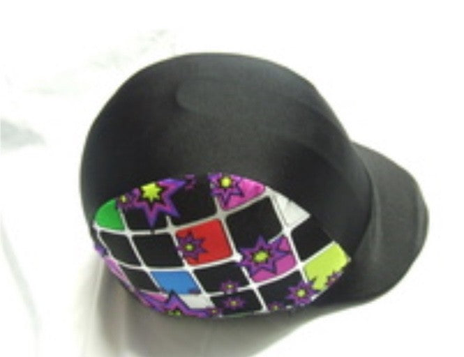 Ecotak Lycra Helmet Cover - Blue with coloured squares & stars Ecotak