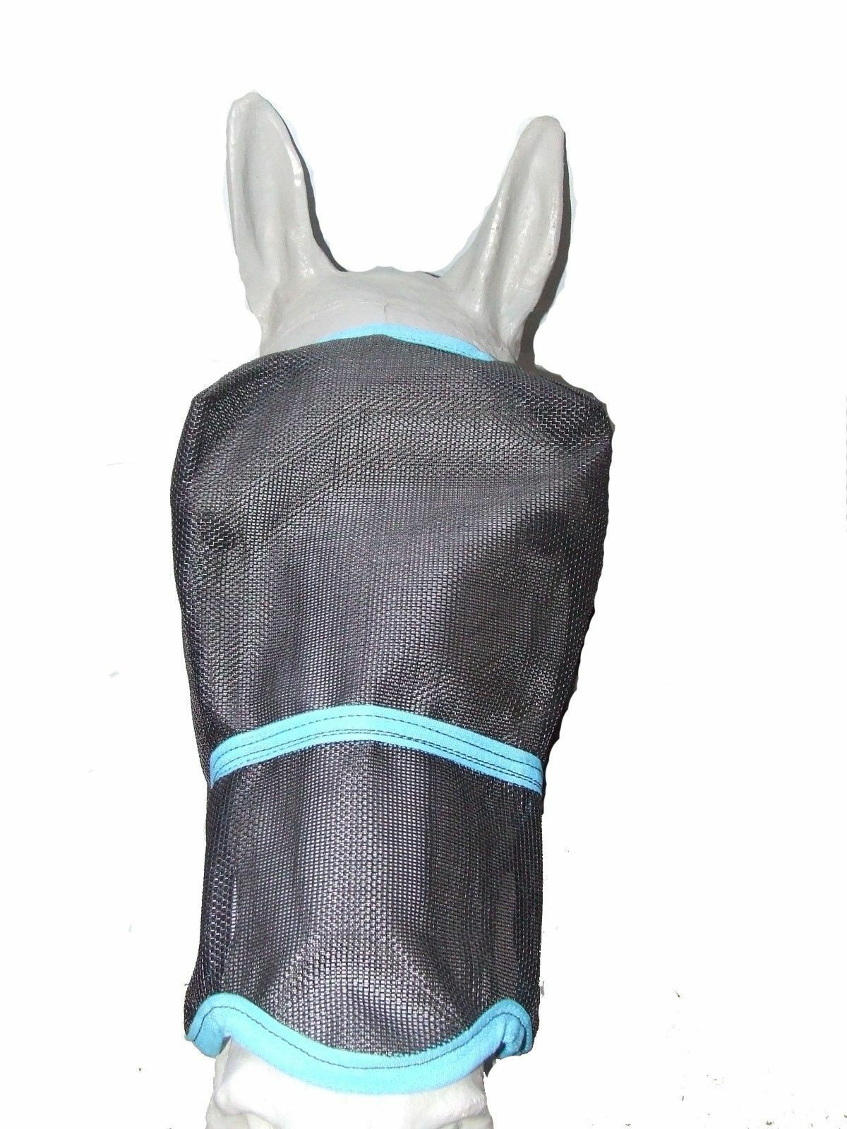 Ecotak Fly Mask/Veil with contoured nose flap Black with Aqua Trim  Ecotak