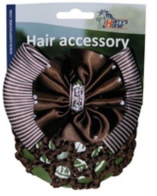 Harry's Horse Hair Bun Net with Clip - Brown with Rhinestones. Harry's Horse