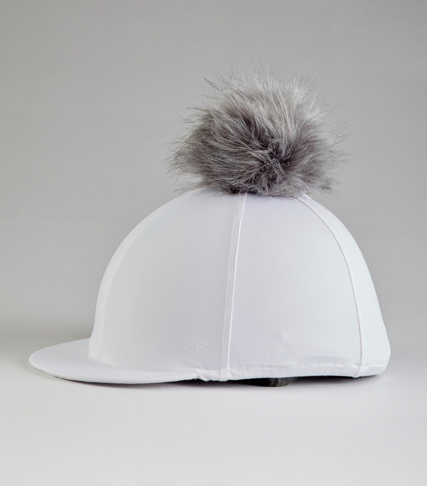 Premier Equine PEI Jersey Hat Silk with faux fur pom pom - white Premier Equine