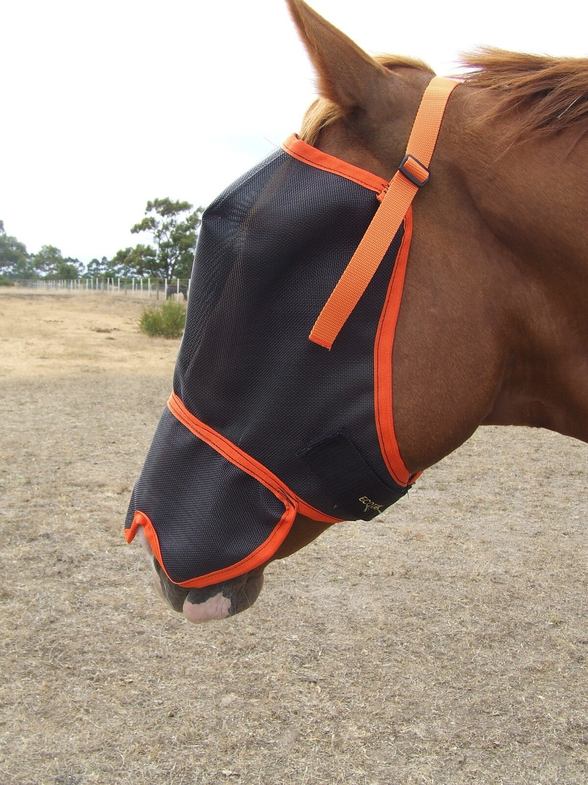 Ecotak fly mask/veil with contoured nose flap - Orange Ecotak