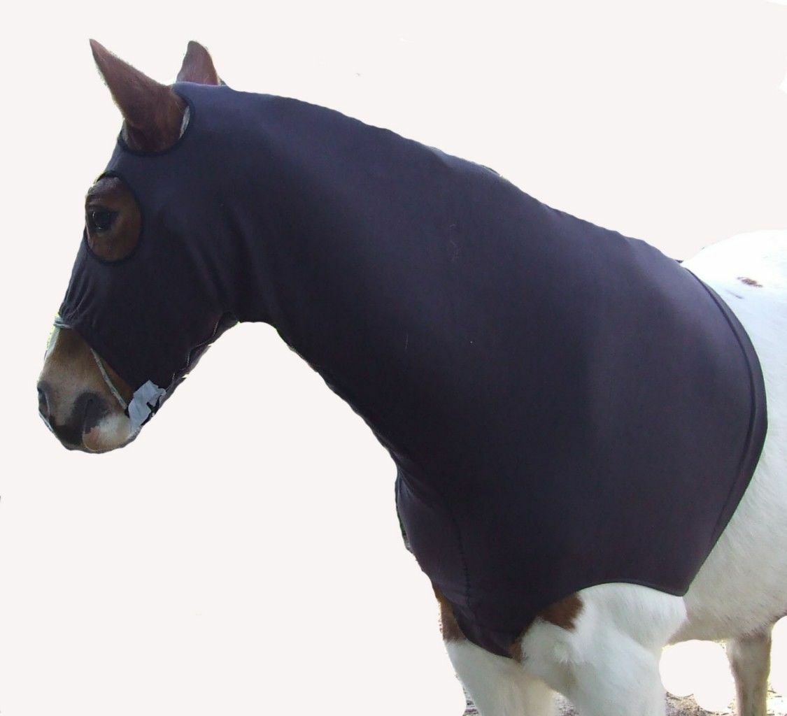 Ecotak Brown polar fleece horse hood with bib Ecotak