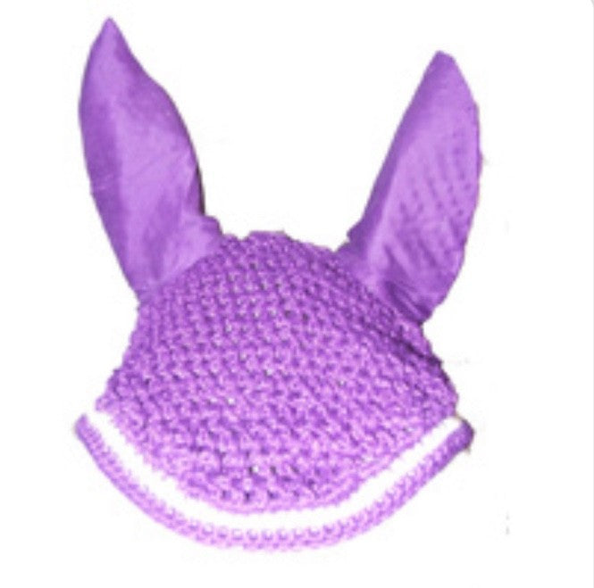Ecotak Crochet Bonnet/Ear Net - Purple & White Full size Ecotak