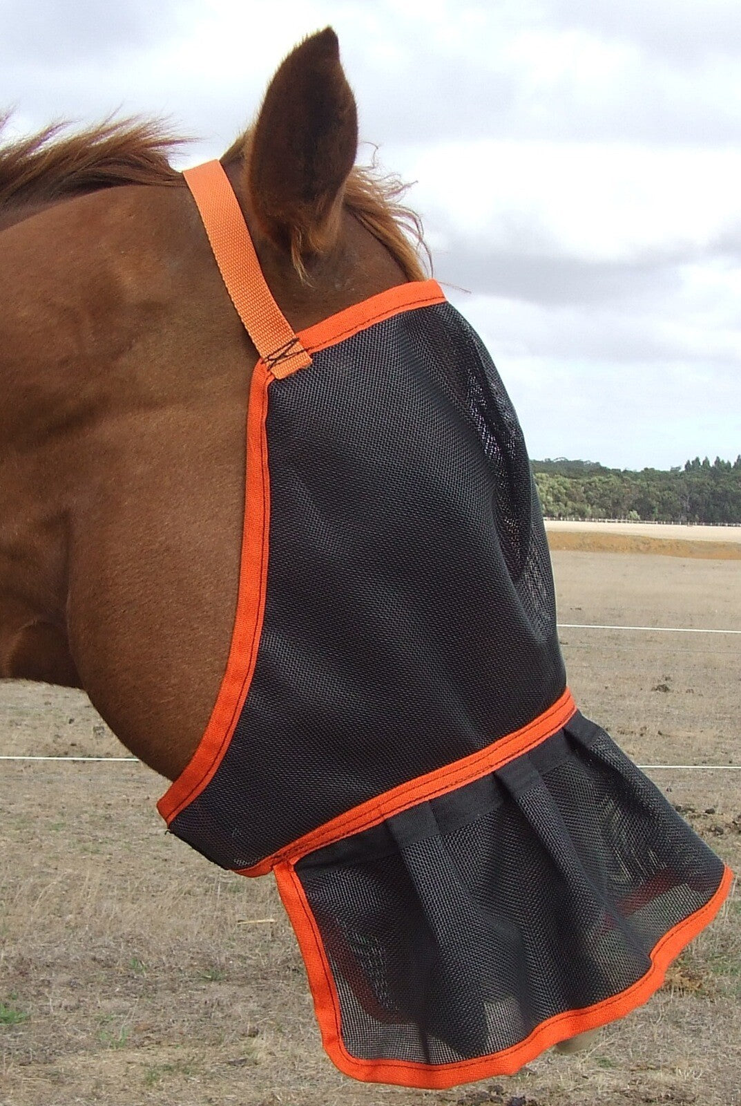 Ecotak Fly Mask/Veil with Skirt/frill nose - orange Ecotak