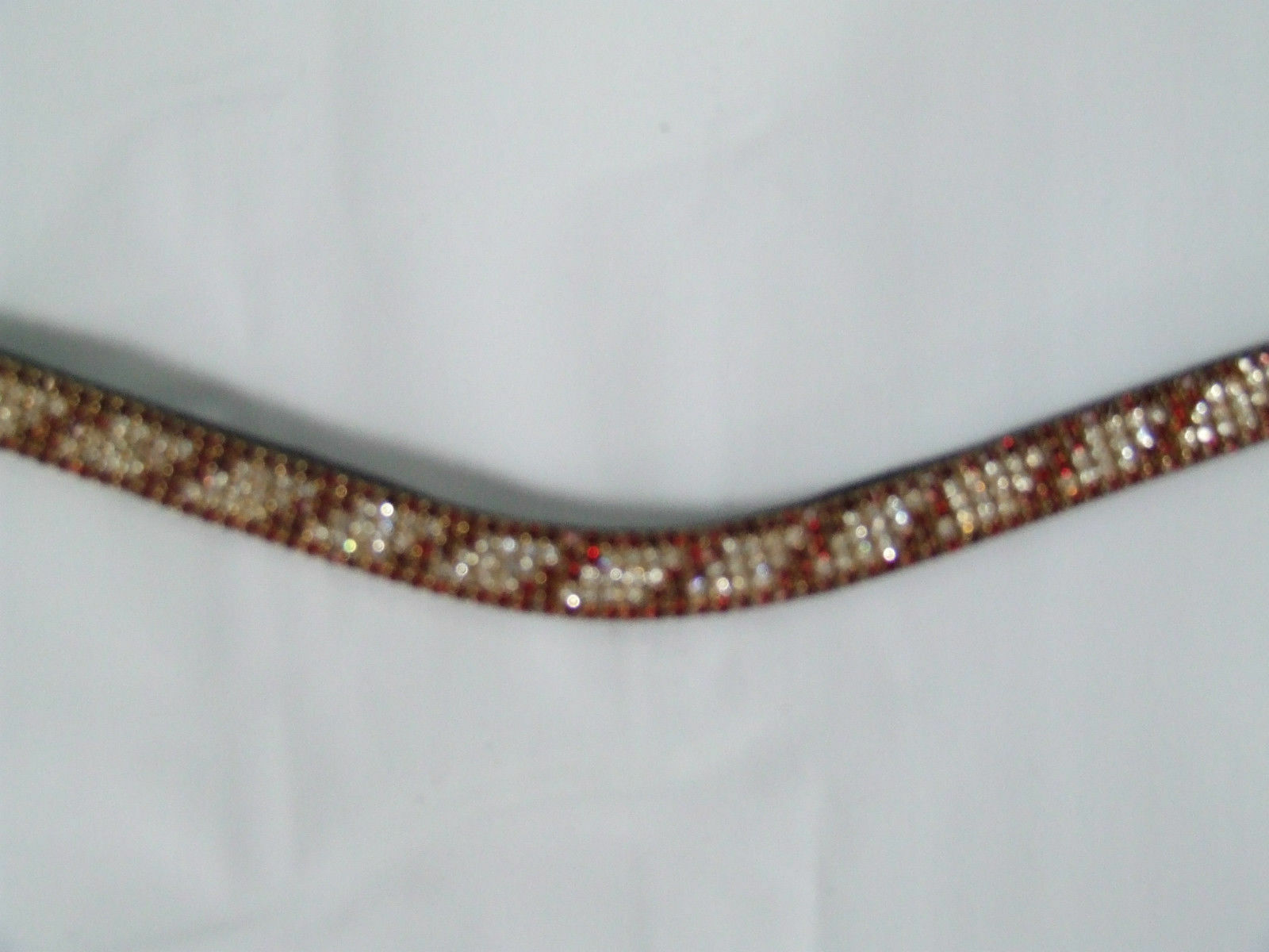 Ecotak black leather U browband with red & white crystals  Ecotak
