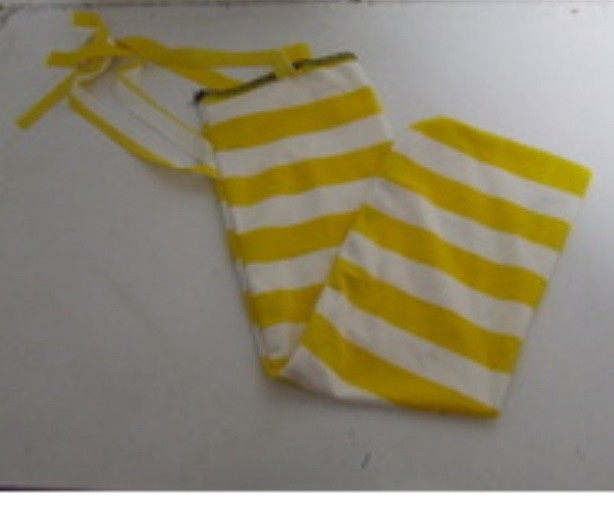 Ecotak Lycra Rugless Tail Bag - yellow & white stripe shetland Ecotak