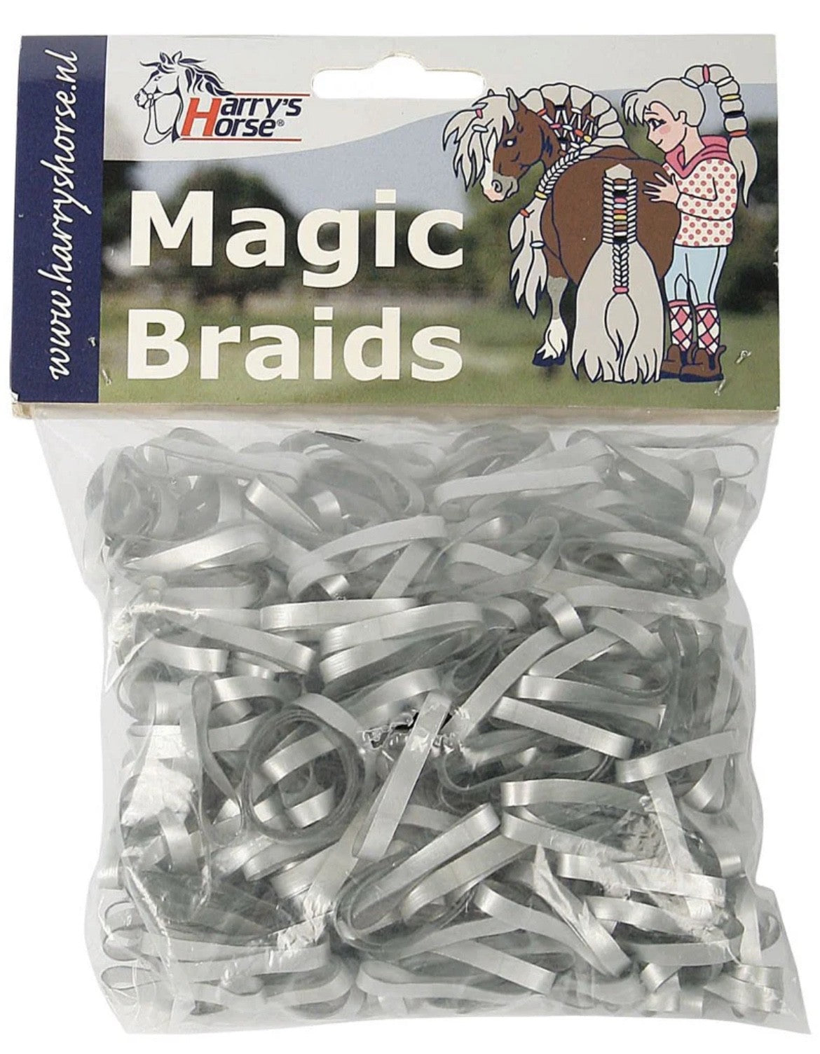 Harry's Horse Magic Braids Plaiting Elastic Bands - Silver REUSABLE  Harry's Hor