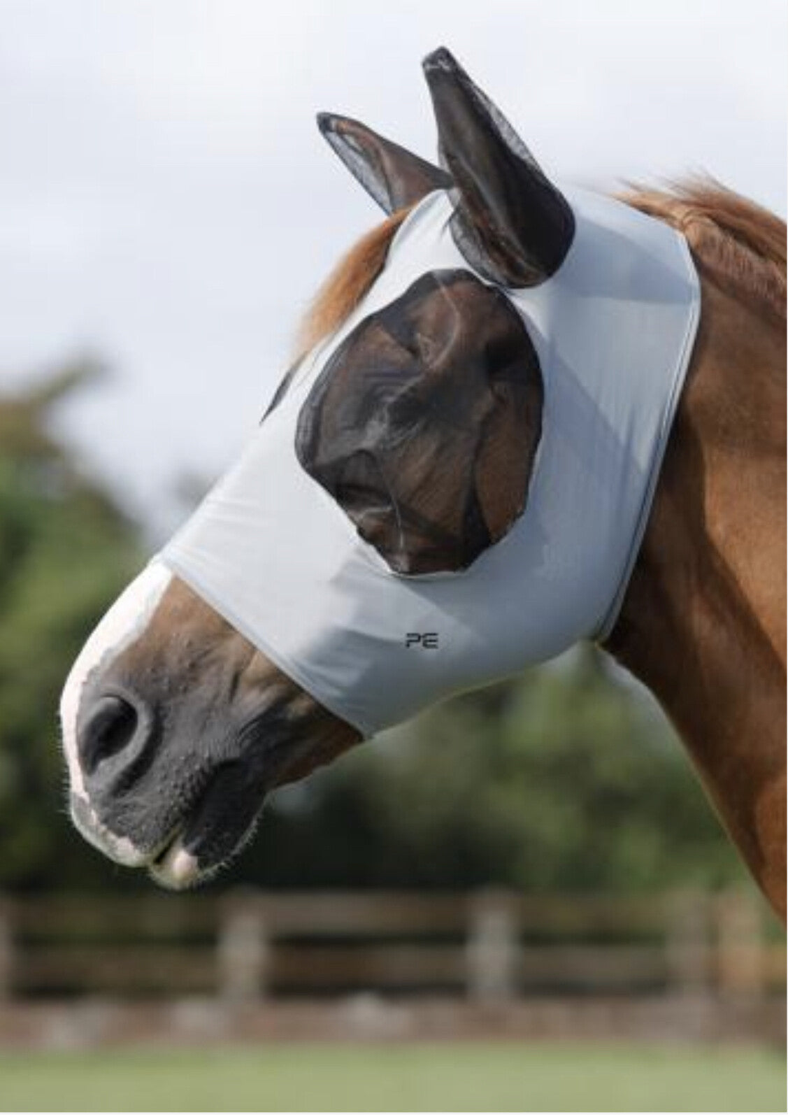 Premier Equine comfort tech Lycra fly mask grey Premier Equine