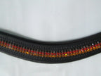 Ecotak black leather U Browband with black, red & gold crystals Ecotak