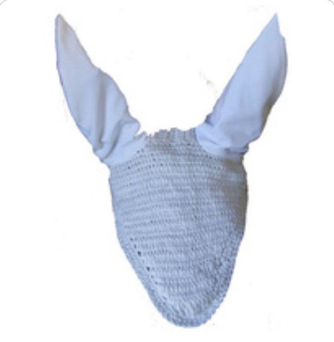 Ecotak Crochet Bonnet/Ear Net Stylish Cut Longer length Full size WHITE Ecotak