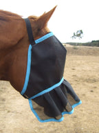 Ecotak Fly Mask/veil with Nose Skirt/frill - Aqua Trim Ecotak