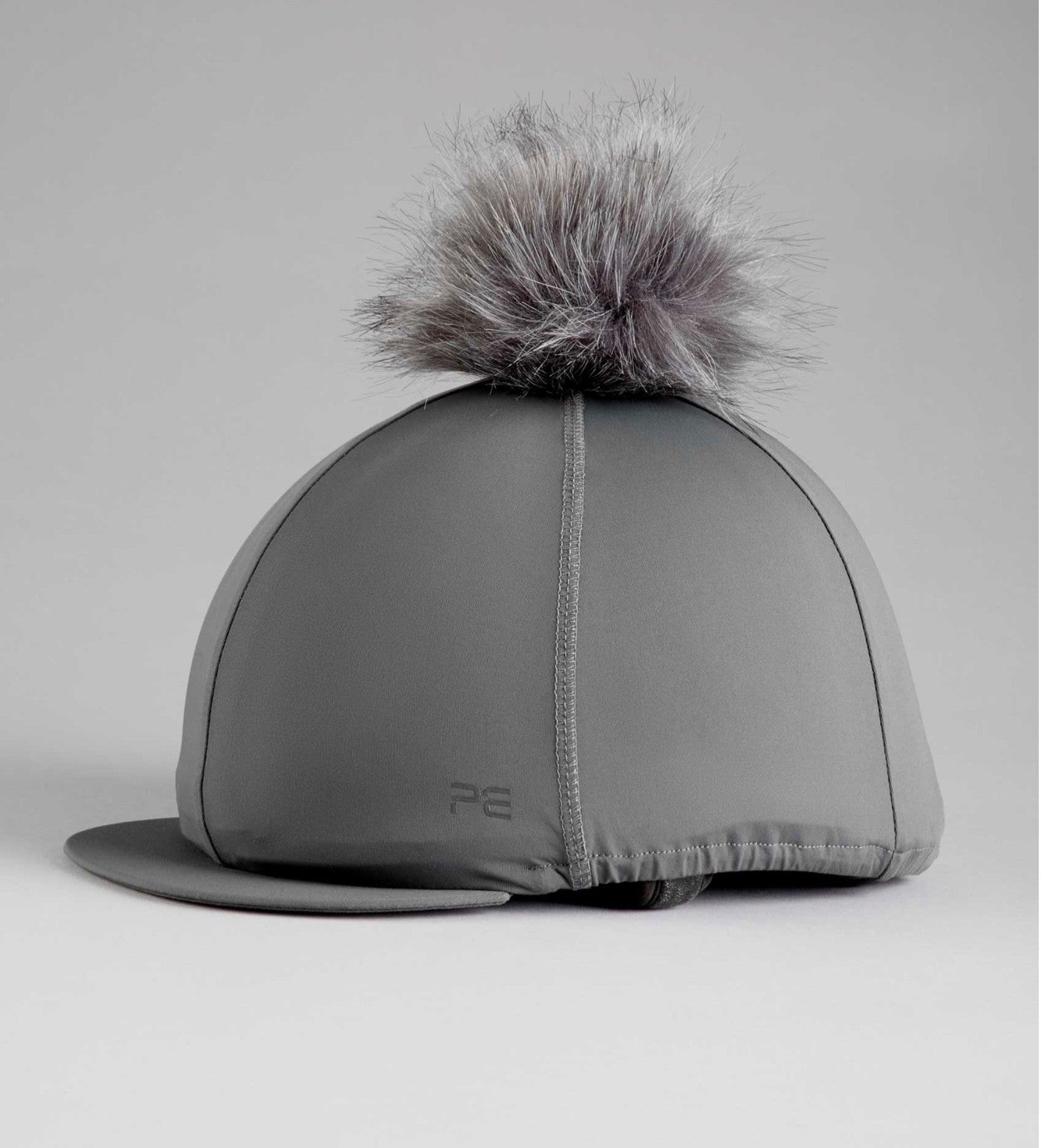 Premier Equine PEI Jersey Hat Silk with faux fur pom pom - charcoal grey Premier