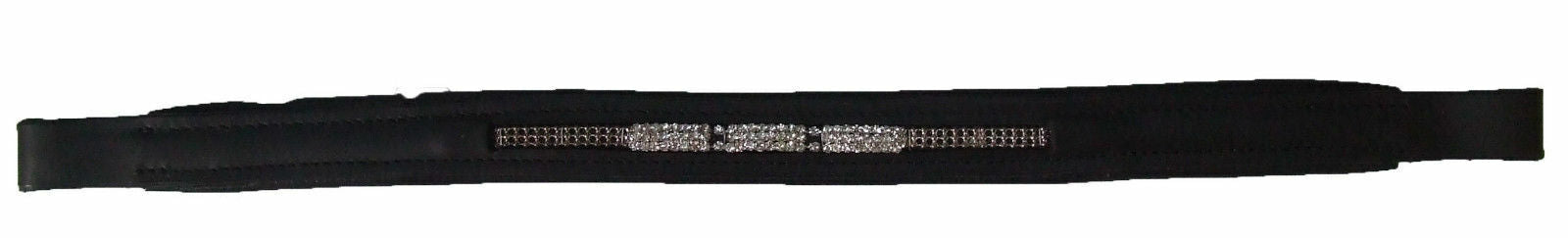 Ecotak black leather straight browband with crystal centre  Ecotak