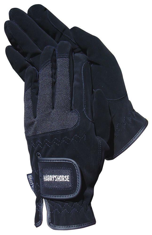 Harry's Horse Black Domy Suede Gloves with Mesh  Harry's Horse