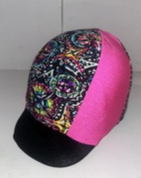 Ecotak Lycra Helmet Cover - black pink pattern