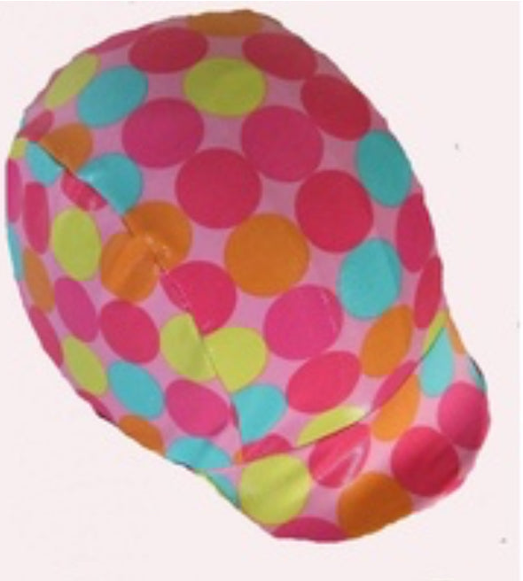 Ecotak Lycra Helmet Cover - pink with coloured spots