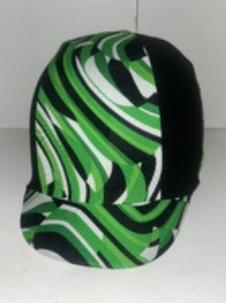 Ecotak Lycra Helmet Cover - black, green & white pattern