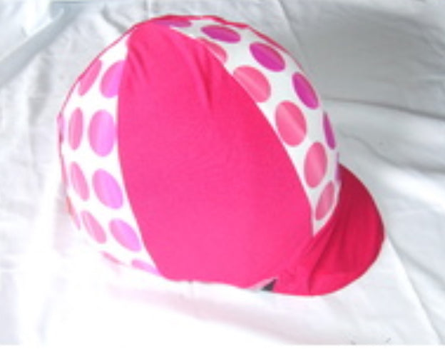 Ecotak Lycra Helmet Cover - Pink & white with Polka Dots