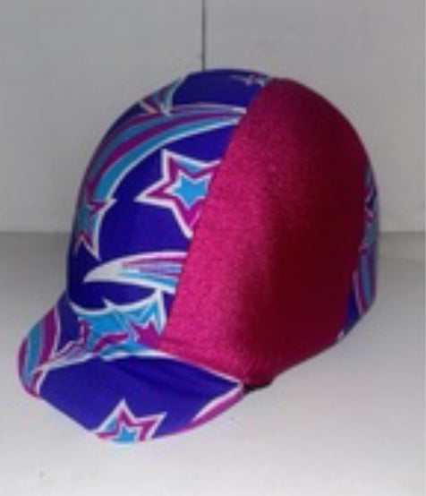 Ecotak Lycra Helmet Cover - purple, pink and aqua stars