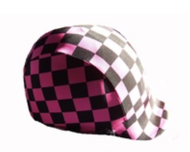 Ecotak Lycra Helmet Cover - pink & black check