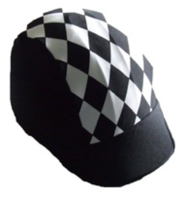 Ecotak Lycra Helmet Cover - black with white diamonds