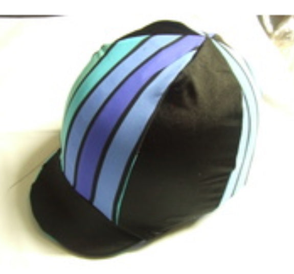 Ecotak Lycra Helmet Cover - blue & black stripes