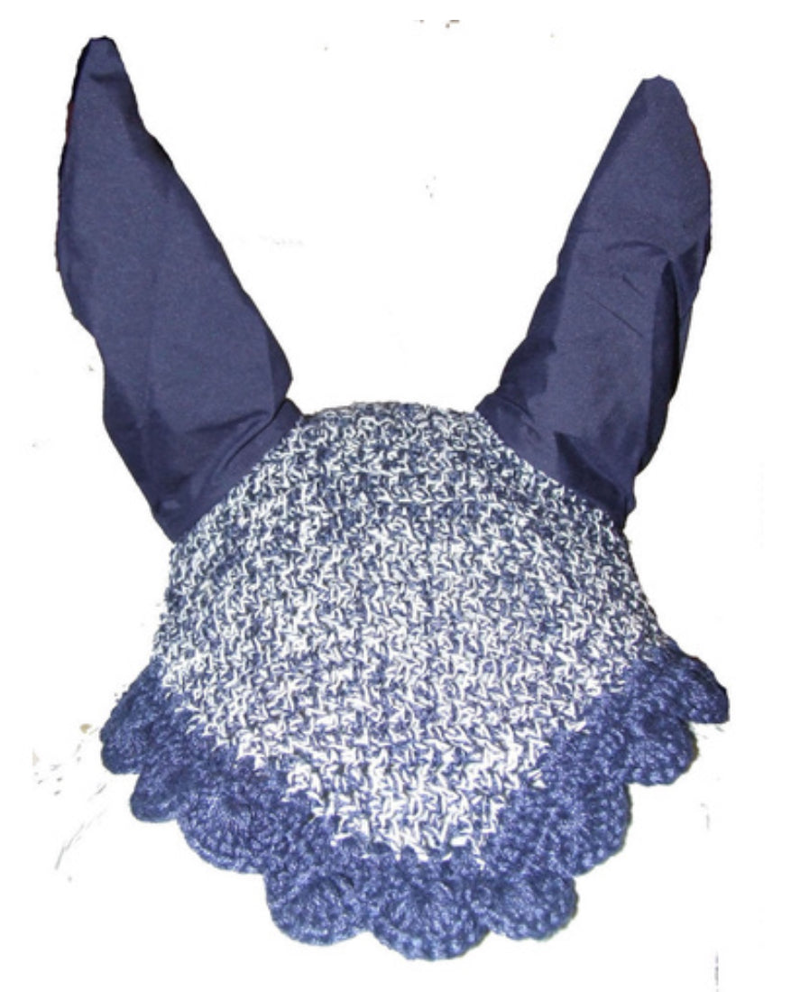 Ecotak Crochet Bonnet/Ear Net - Navy & White Flecks Full size