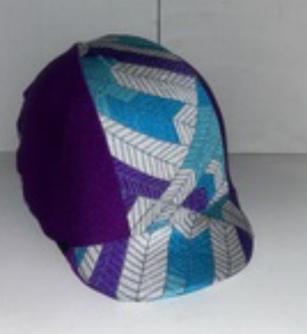 Ecotak Lycra Helmet Cover - purple, white & aqua pattern