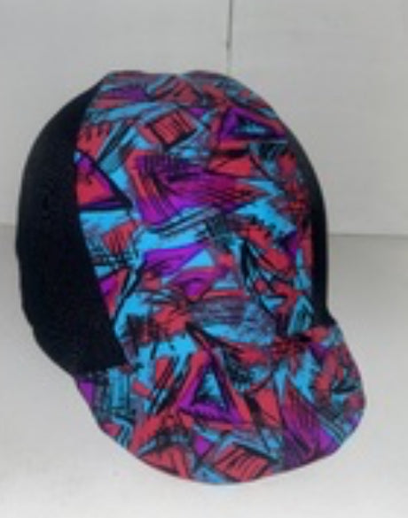 Ecotak Lycra Helmet Cover - black & aqua pattern
