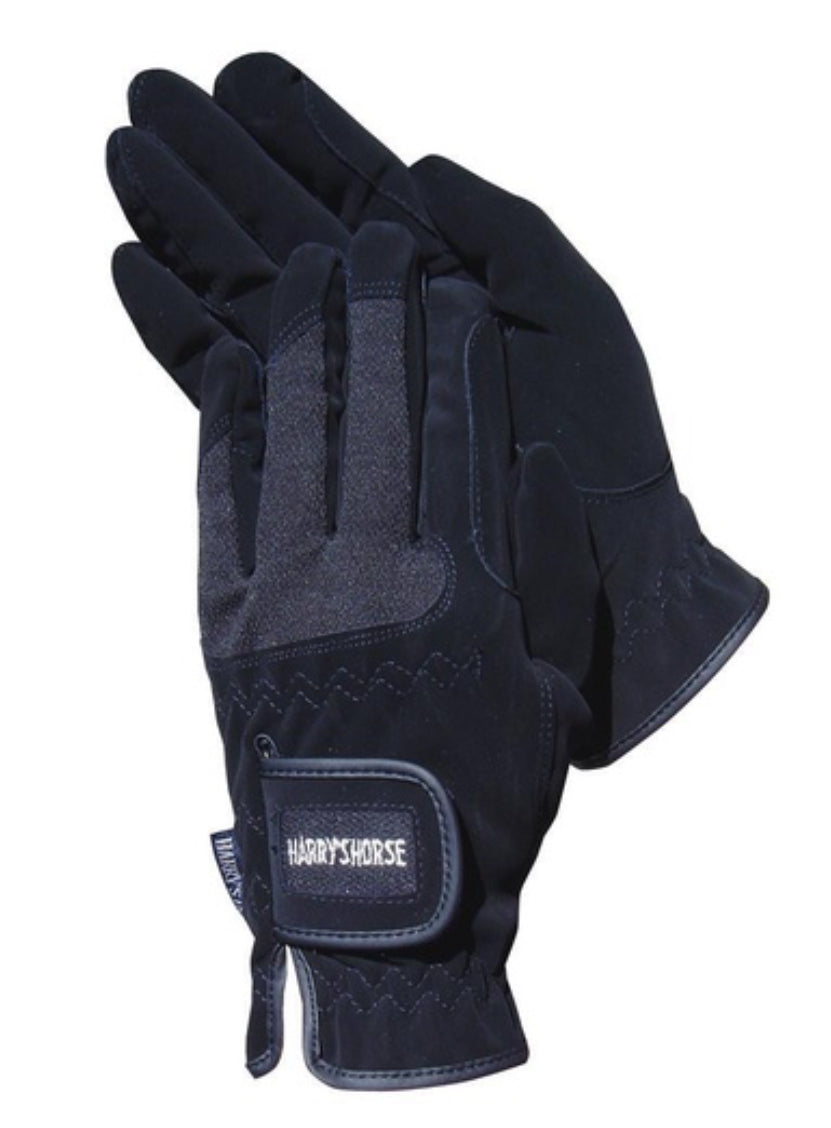 Harry's Horse Mesh Domy Suede Gloves - Black