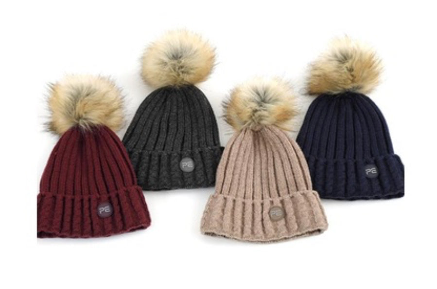 Premier Equine PEI Knitted Bobble Hat - Red Wine