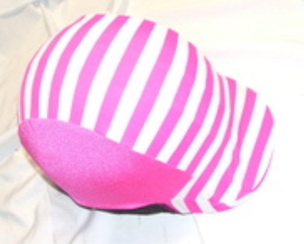 Ecotak Lycra Helmet Cover - pink and white stripes