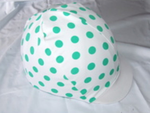Ecotak Lycra Helmet Cover - White & Green Polka Dots