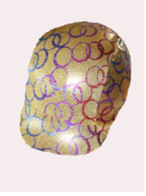 Ecotak Lycra Helmet Cover - gold with multicolour circles
